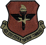 USAF Air Education and Training Command Spice Brown OCP Scorpion Shoulder Patch With Velcro